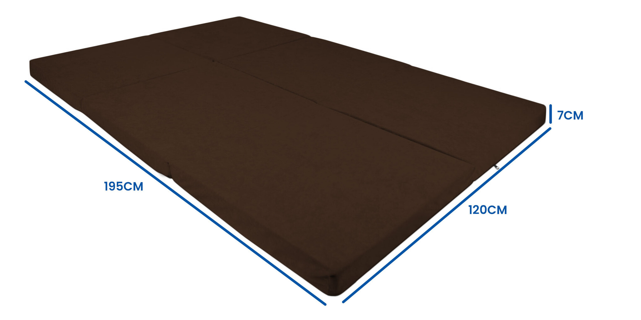 Opklapmatras 2 persoons - 195x120x7cm - Bruin - Wasbare hoes