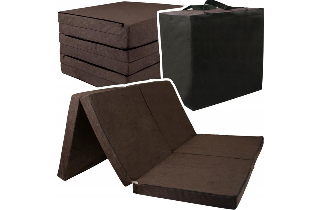 Logeermatras bruin | 2-persoons, 195x120x7cm, H4, Wasbare hoes