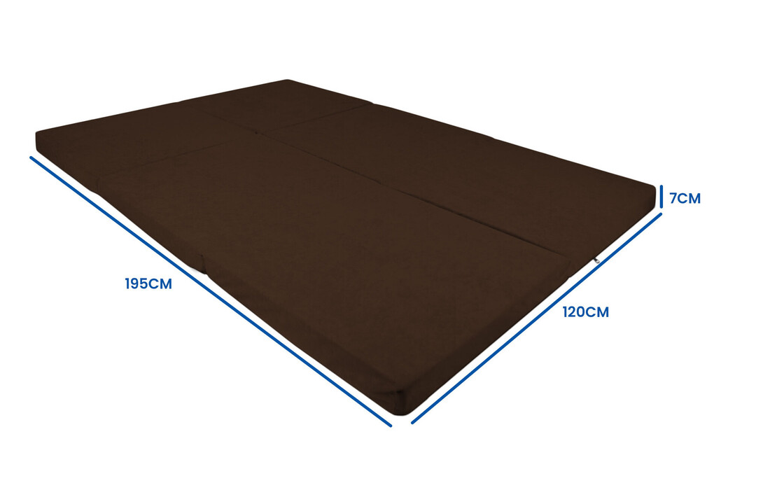 Matras 120cm breed | Opvouwbaar | 195x120x7cm | Bruin | Foam