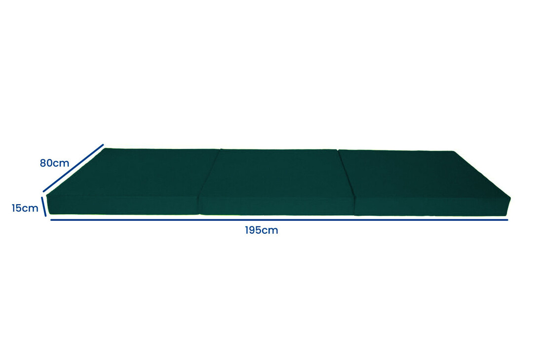 Logeerbed opvouwbaar 195x80cm dik groen foam matras