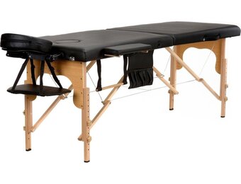 Draagbare massagetafel: Zwart ECO-leer, 216 cm, 2 segmenten