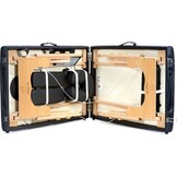 Verstelbare massagetafel zwart: Houten, 2-segmenten, 216cm, ECO-leer