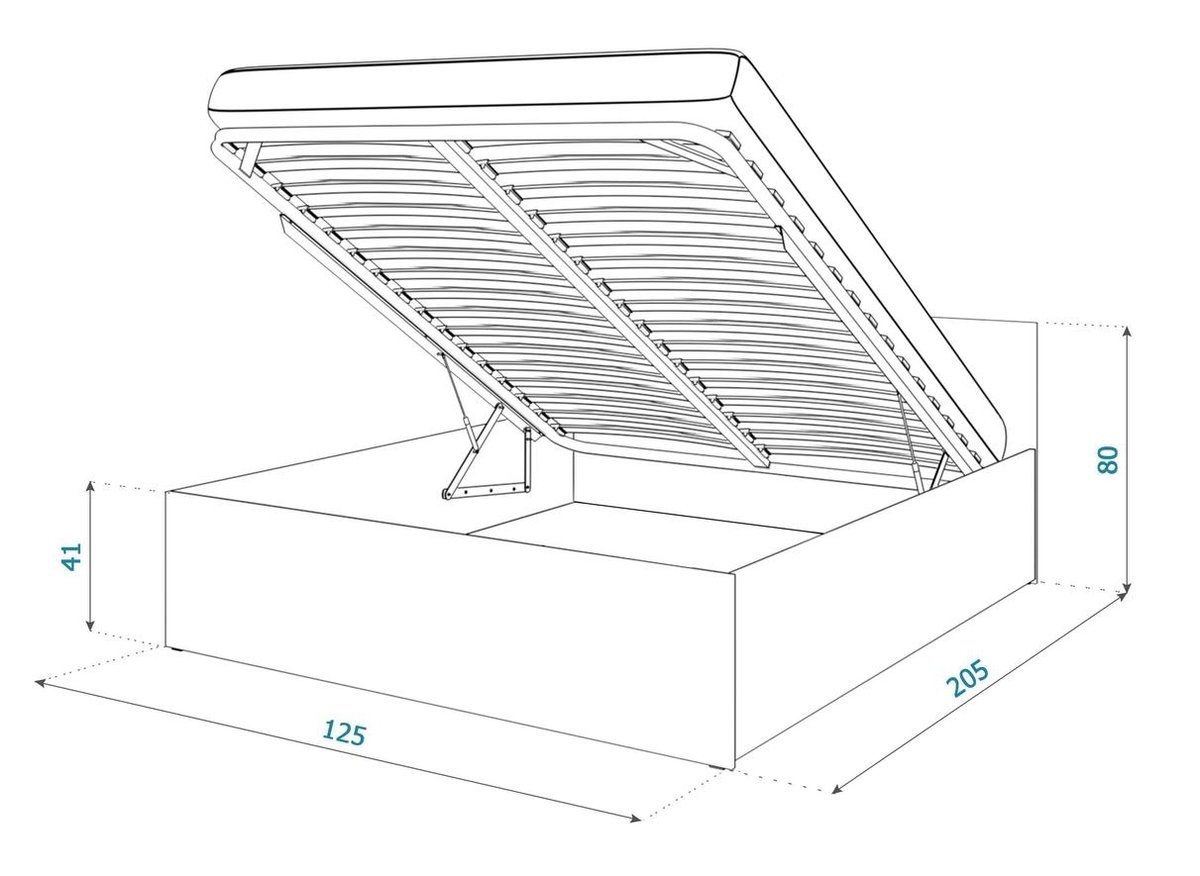 Bedombouw 120x200 wit: Grenenhout, Modern, Opklapbare bodem