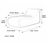 Outdoor zitzak rood: waterdicht polyester, 115x65x60cm