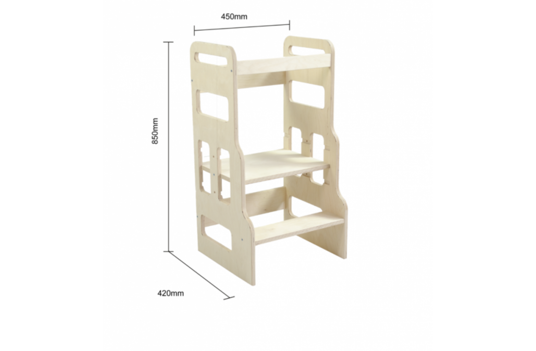 Keukenhulp kind: Leertoren kindertrapje 85x42x45 cm Berken Multiplex
