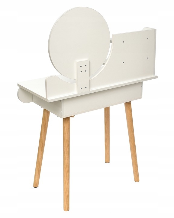 Witte kaptafel rond | 80x40x122 cm | MDF/Grenen