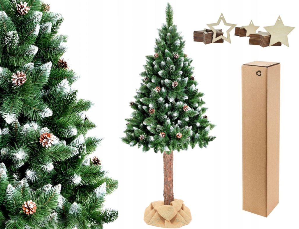Kunstkerstboom 180cm sneeuw dennenappels | 180cm hoog, PVC groen