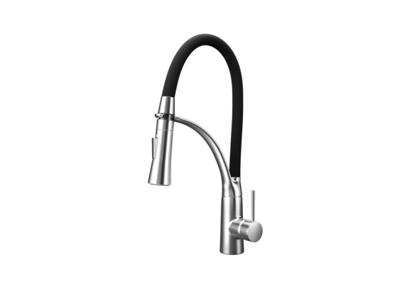 Zwarte keukenkraan uittrekbaar - Messing, Chroom, 43cm hoog