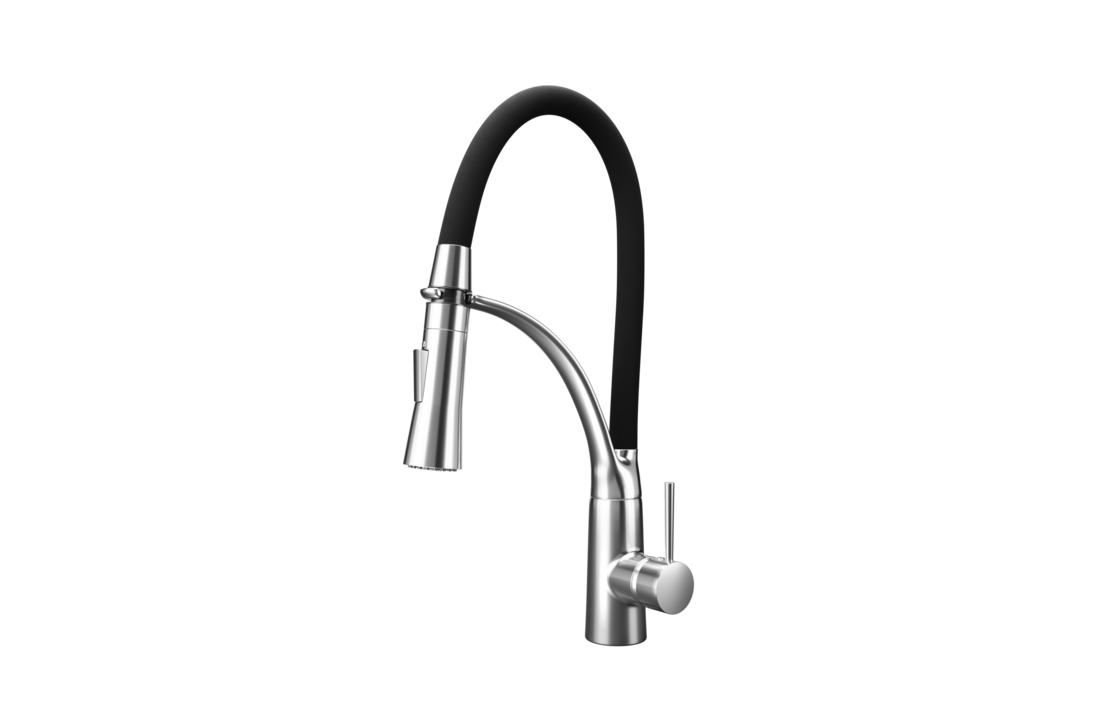 Flexibele keukenkraan zwart - Messing & Chroom, 43cm Hoog