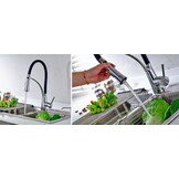 Flexibele keukenkraan zwart - Messing & Chroom, 43cm Hoog