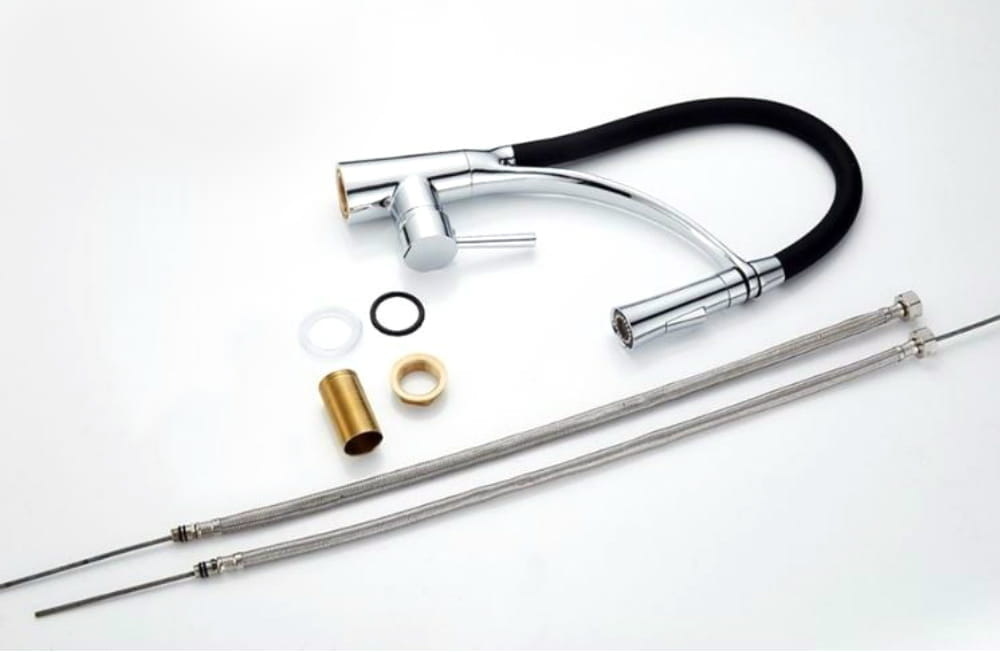 Flexibele keukenkraan zwart - Messing & Chroom, 43cm Hoog