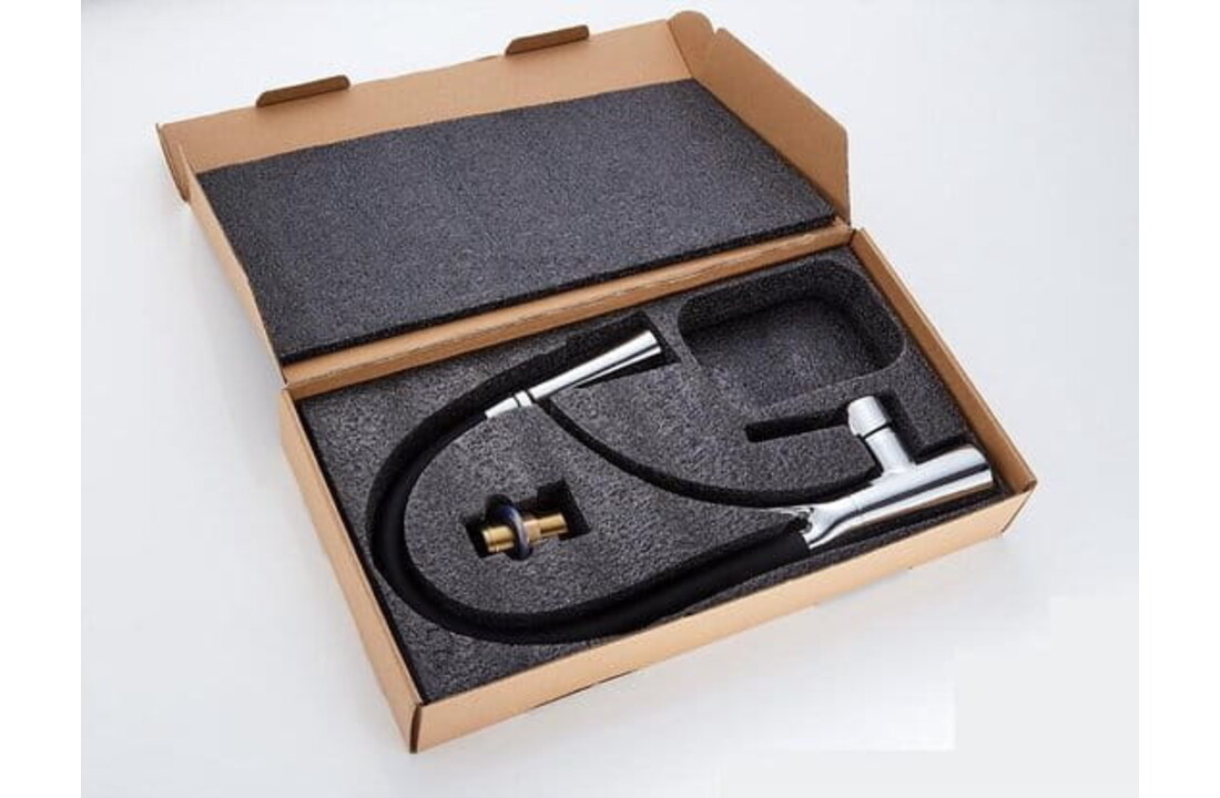 Flexibele keukenkraan zwart - Messing & Chroom, 43cm Hoog