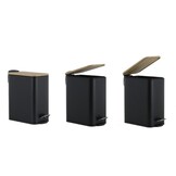 Pedaalemmer badkamer zwart bamboe 5L staal