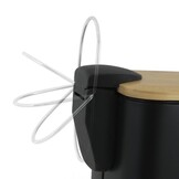 Pedaalemmer badkamer zwart bamboe 5L staal