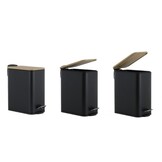 Kleine prullenbak 5 liter | Zwart Bamboe Pedaalemmer | 21x14x28 cm