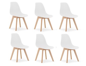 Eetkamerstoelen wit | Scandinavisch design | Set van 6 | Beukenhout & PP