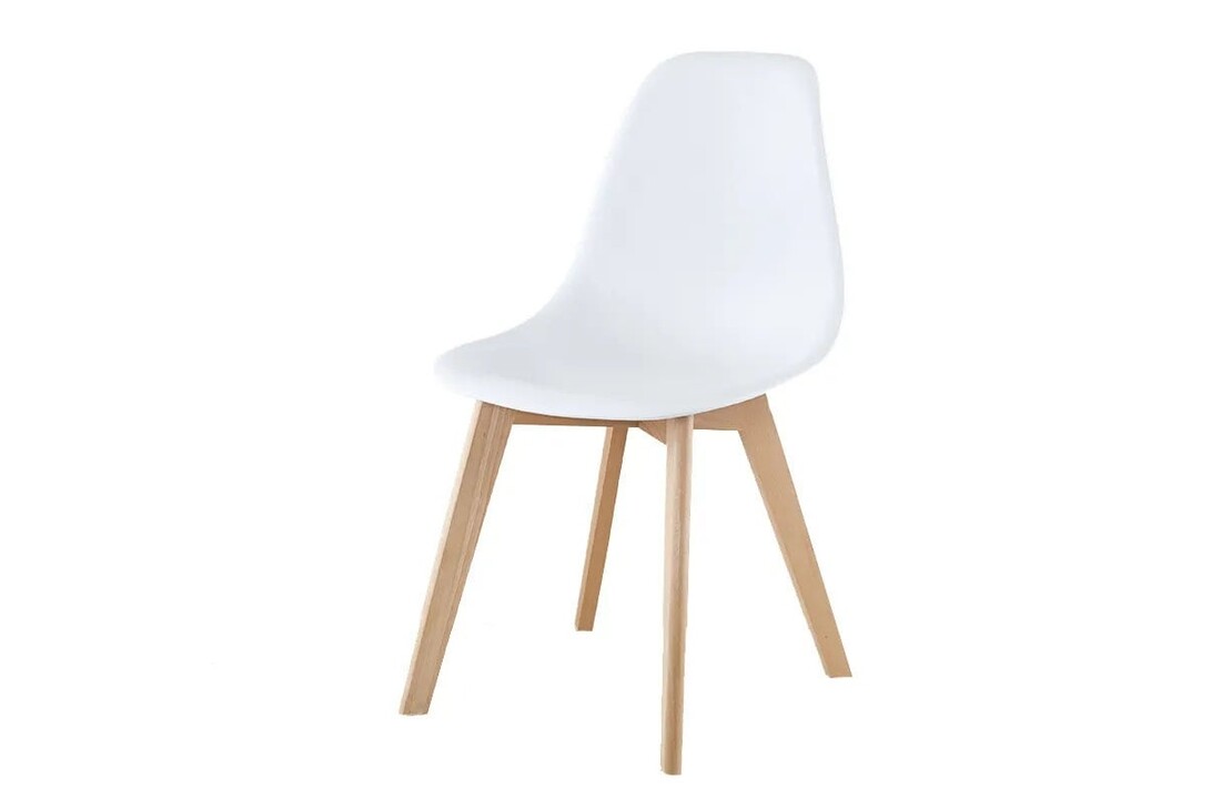 Set eetkamerstoelen 6 wit, Scandinavisch design, beukenhout