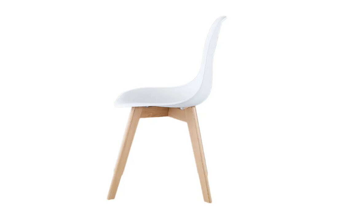 Witte kuipstoel houten poten - Set van 6 - Scandinavisch design - Beukenhout