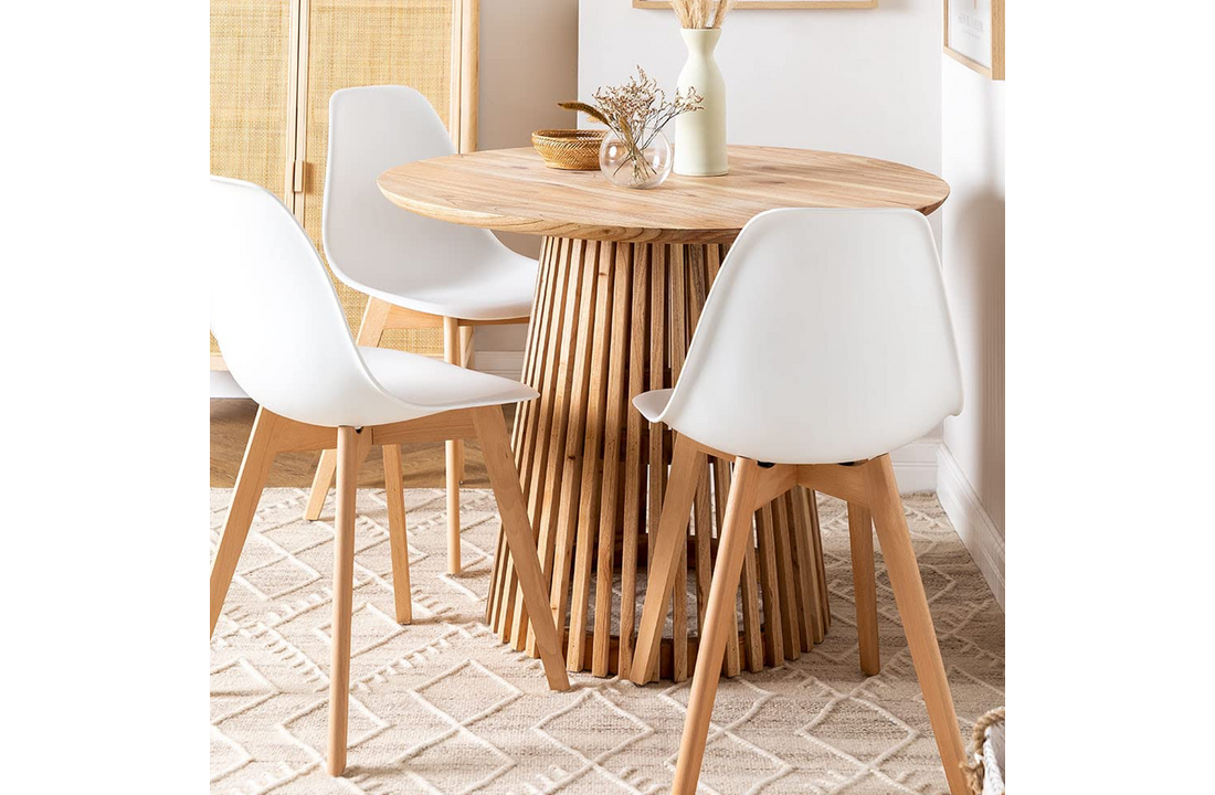 Witte kuipstoel houten poten - Set van 6 - Scandinavisch design - Beukenhout