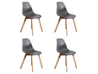 Eetkamerstoelen grijs set van 4 - Scandinavisch, Beukenhout & Polypropyleen