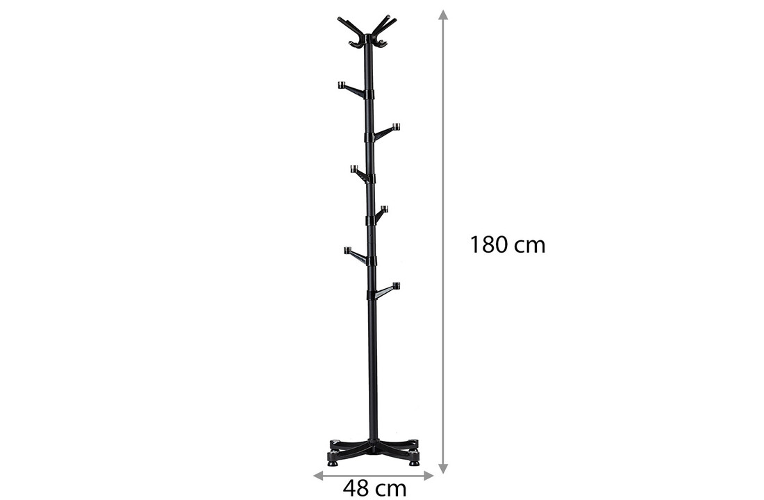Staande kapstok zwart - 48x180 cm staal