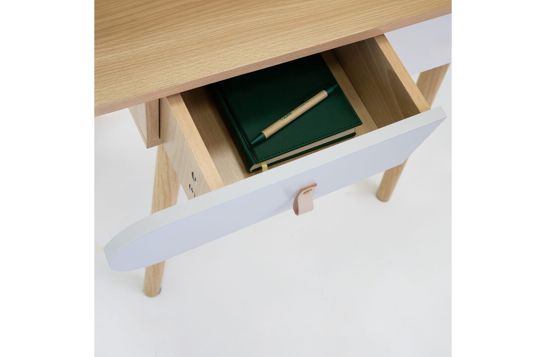 Kaptafel wit lades - Scandinavisch design, MDF/Beukenhout, 120x80x40cm