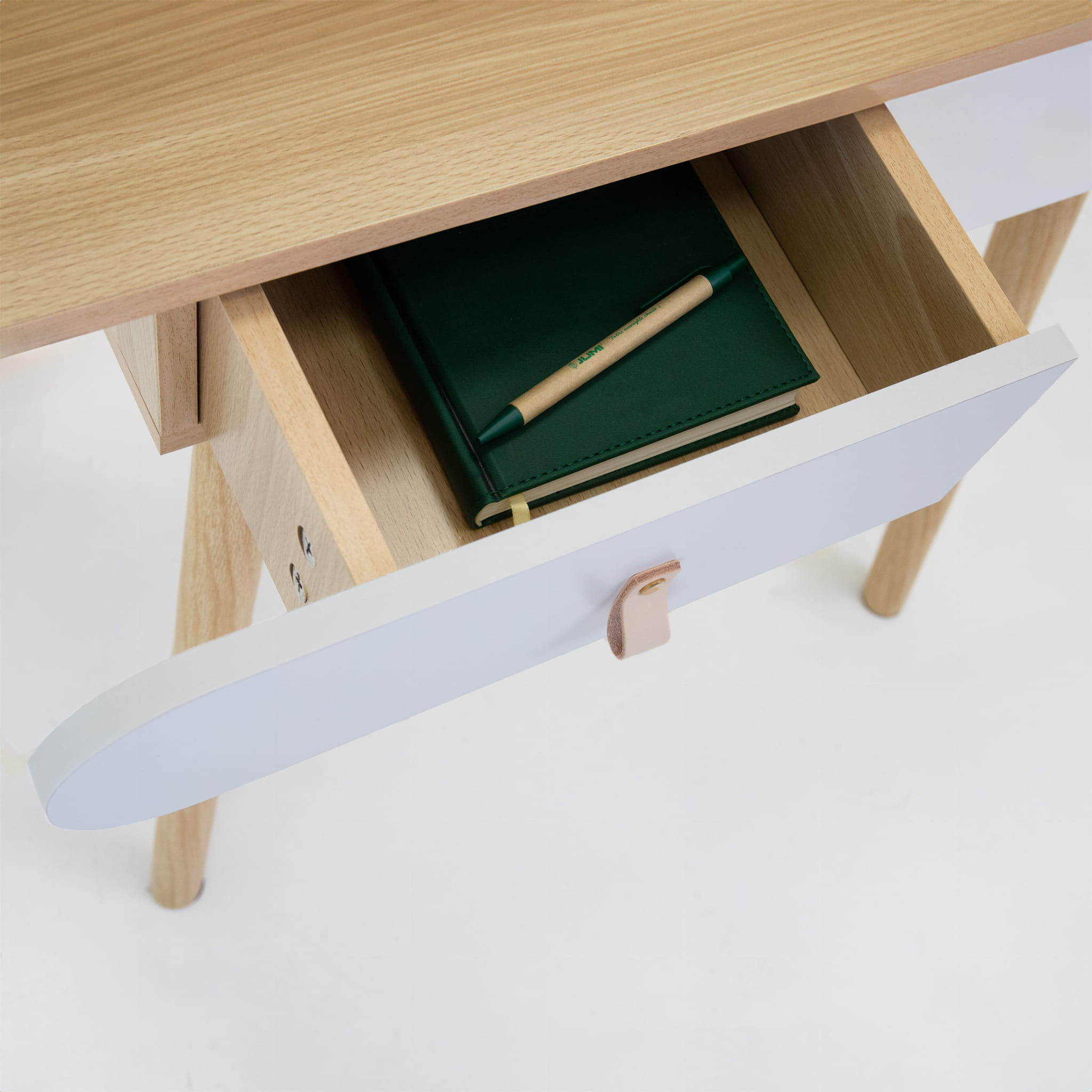 Kaptafel wit lades - Scandinavisch design, MDF/Beukenhout, 120x80x40cm