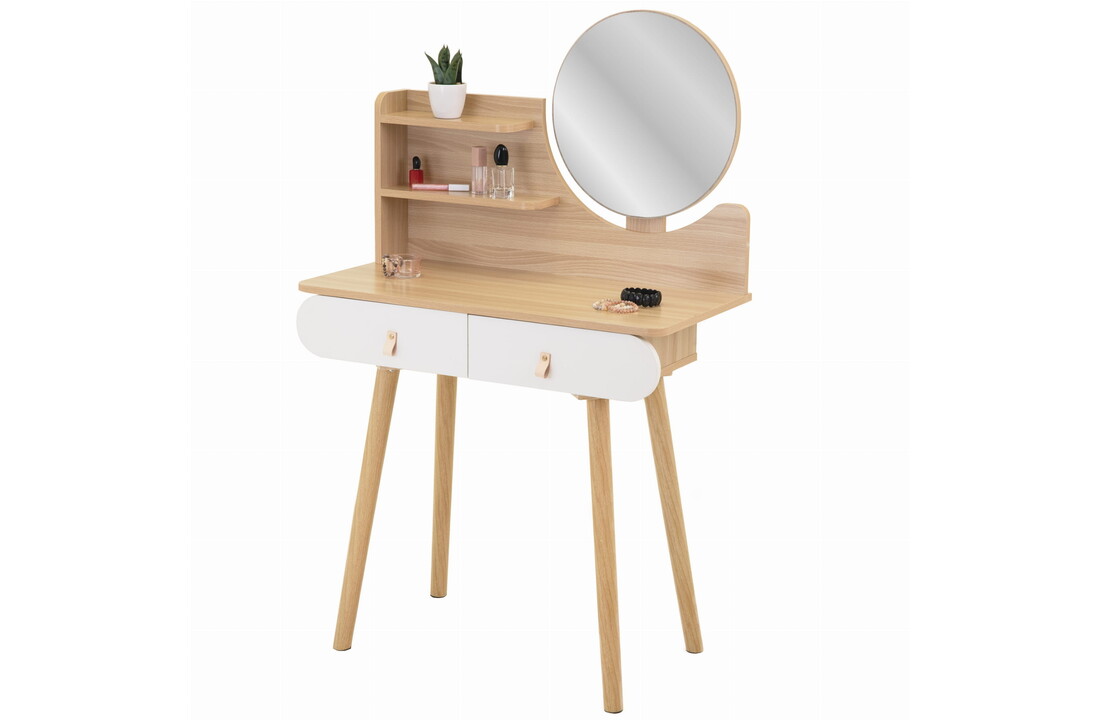 Kaptafel wit lades - Scandinavisch design, MDF/Beukenhout, 120x80x40cm