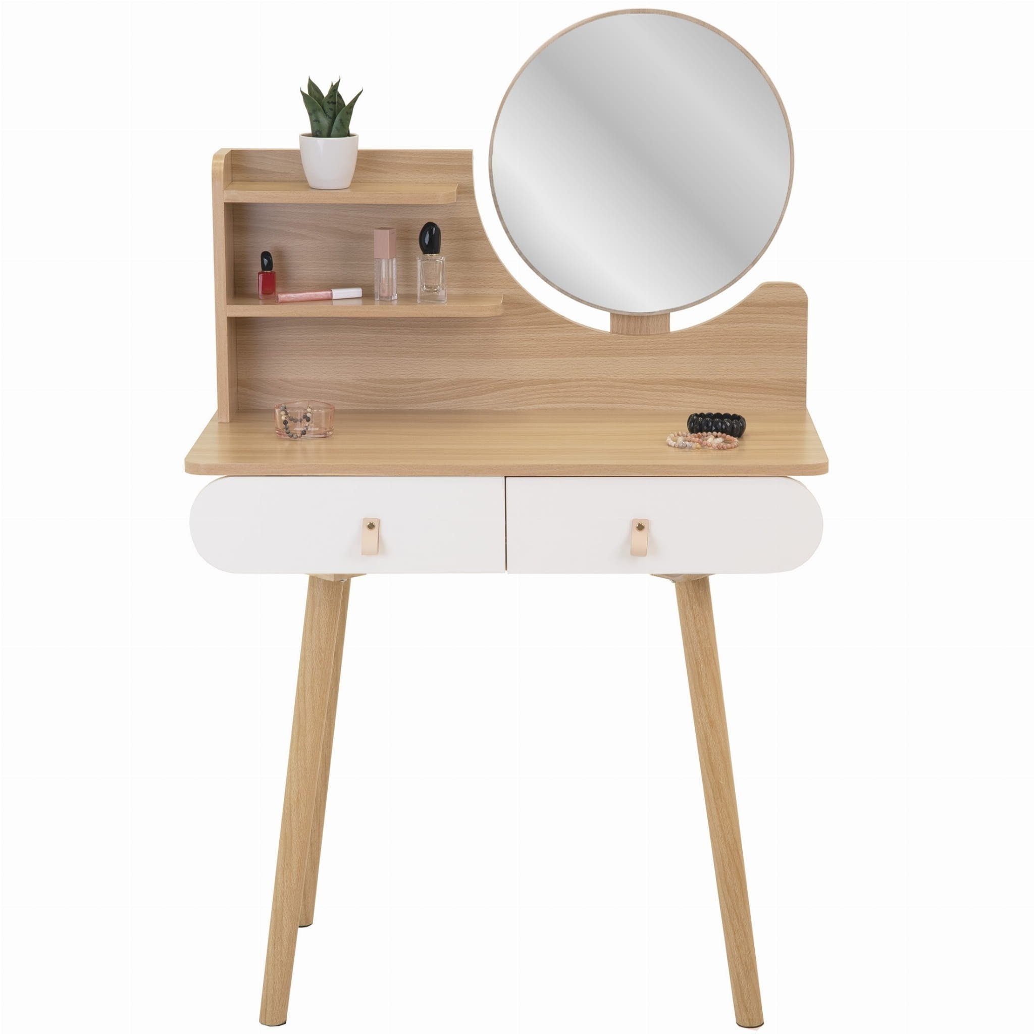 Make up tafel spiegel | Kaptafel Wit/Hout | 120x80x40cm