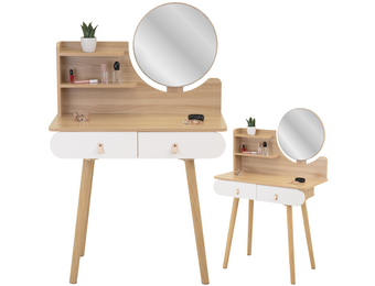 Kaptafel modern hout 120x80x40 cm, wit/hout, MDF/beukenhout