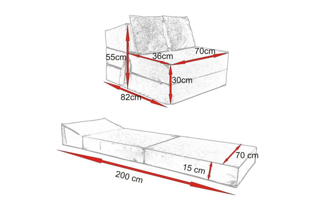 Logeermatras 200x70 - Opvouwbaar, 15cm dik, Roze Foam