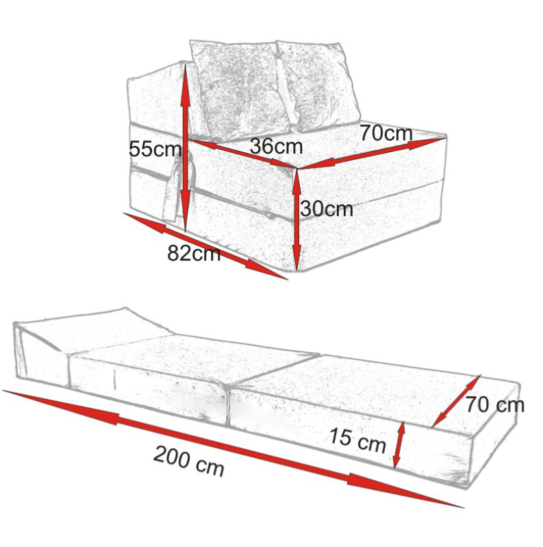 Logeermatras 200x70 - Opvouwbaar, 15cm dik, Roze Foam