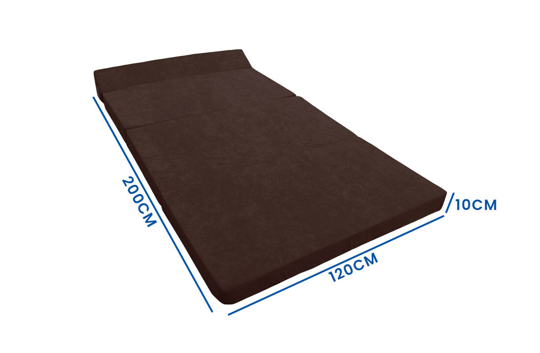 Opvouwbaar matras Bruin 200x120x10cm - Foam, Wasbare Hoes