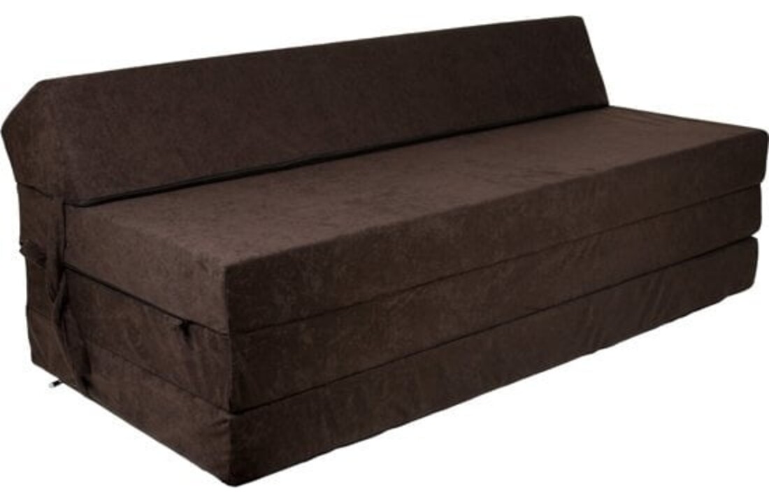 Slaapbank bruin opvouwbaar matras met kussen, 200x120cm, foam