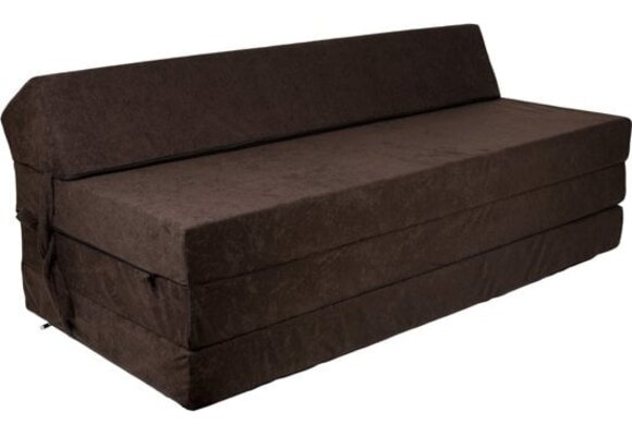 Slaapbank bruin opvouwbaar matras met kussen, 200x120cm, foam