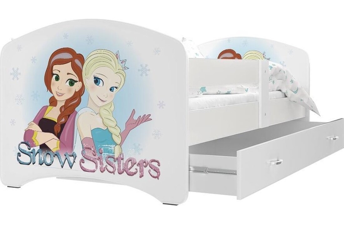 Kinderbed Frozen 90x200cm wit MDF/grenenhout - Met lade