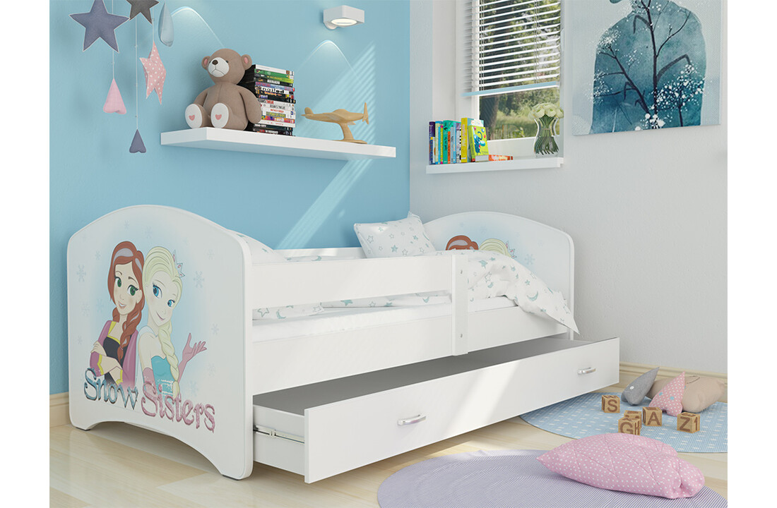 Kinderbed Frozen 90x200cm wit MDF/grenenhout - Met lade