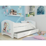 Kinderbed Frozen 90x200cm wit MDF/grenenhout - Met lade
