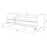 Eenpersoonsbed Frozen 90x200cm Wit MDF/Grenenhout met Lade
