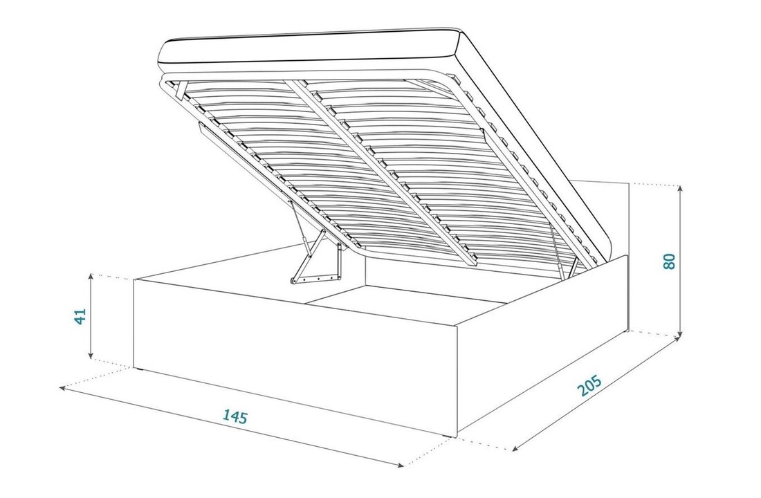 Wit bedframe 140x200 cm - Opklapbare bodem, duurzaam, grenenhout