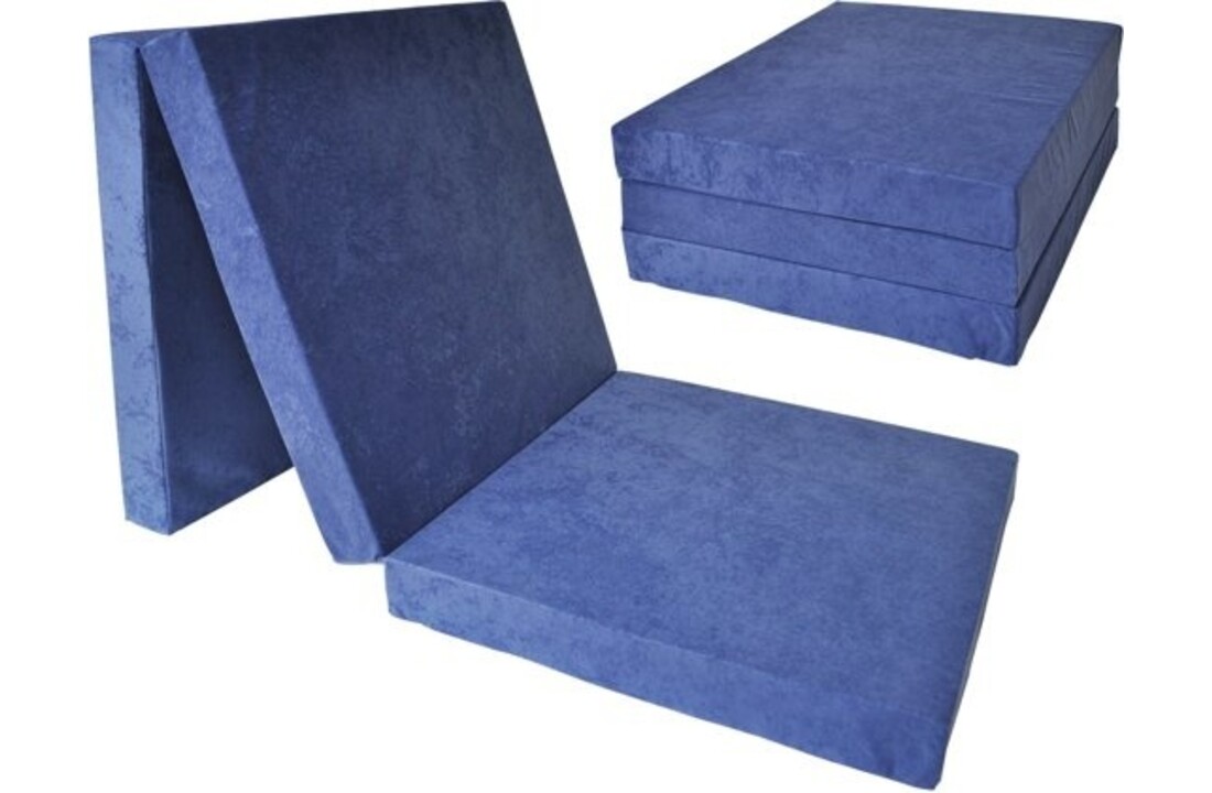 Campingmatras blauw - Opvouwbaar logeermatras 95x60x10 cm Navy