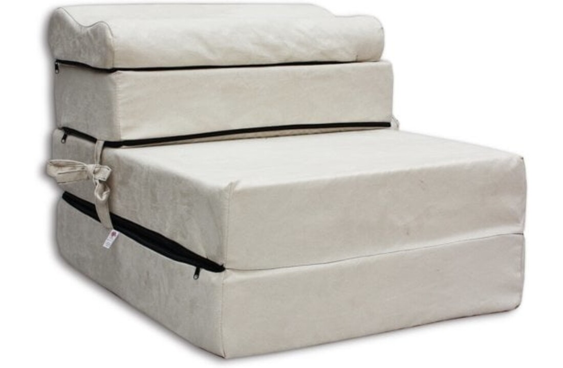 Slaapmatras 70x200 cm Crème - Opvouwbaar & Wasbare Hoes