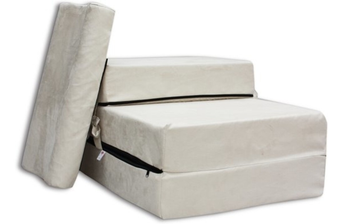 Slaapmatras 70x200 cm Crème - Opvouwbaar & Wasbare Hoes