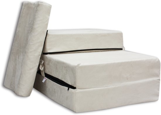 Slaapmatras 70x200 cm Crème - Opvouwbaar & Wasbare Hoes