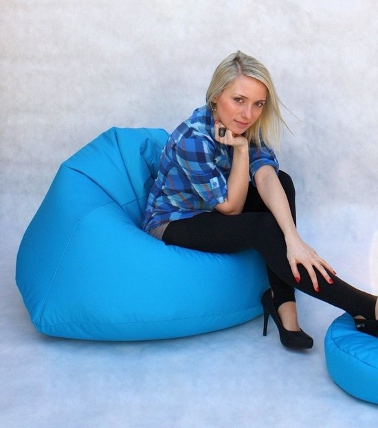 Zitzak poef set - Blauw 70x100x100 cm - Comfortabele Loungestoel