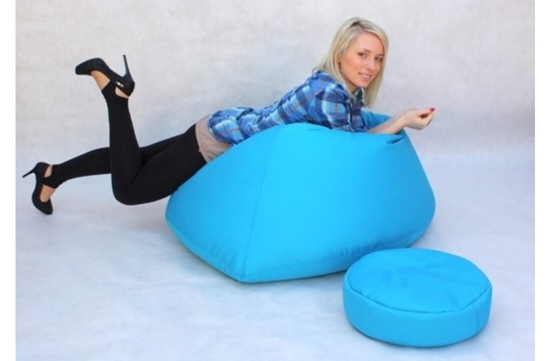 Zitzak poef set - Blauw 70x100x100 cm - Comfortabele Loungestoel