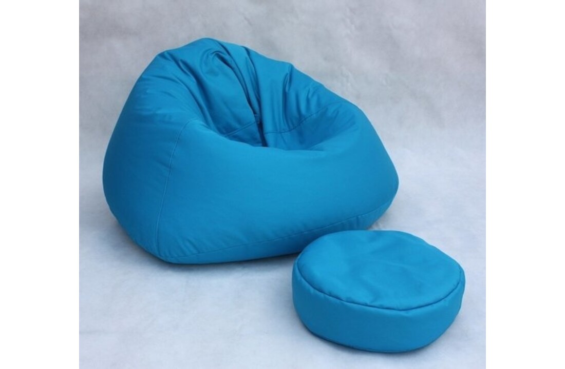 Grote zitzak blauw - 70x100x100 cm - Polyester - Incl. poef