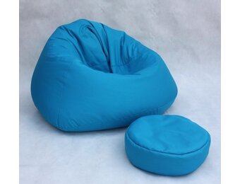 Grote zitzak blauw - 70x100x100 cm - Polyester - Incl. poef