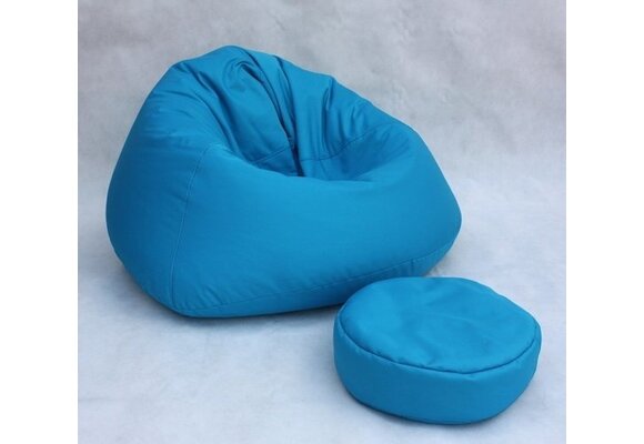 Grote zitzak blauw - 70x100x100 cm - Polyester - Incl. poef