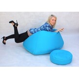 Grote zitzak blauw - 70x100x100 cm - Polyester - Incl. poef